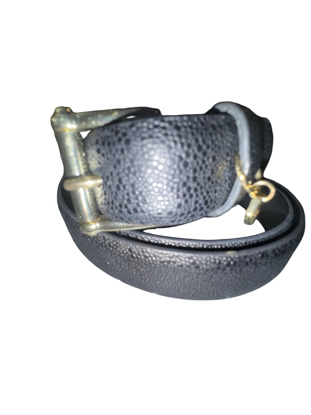 Ralph Lauren Black Leather Belt 40” Brass Hardware, Holes 29”- 33”